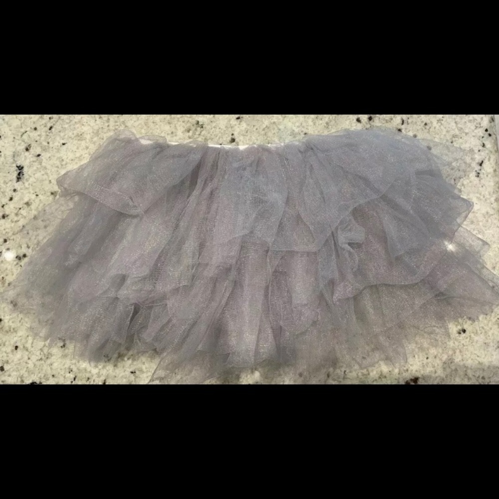 5 Layered Tulle Tutu Skirt.  One Size. Silver